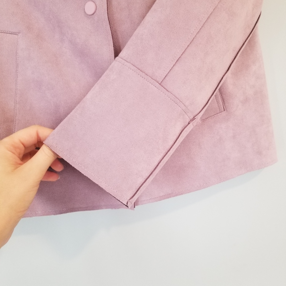 Chico's Purple Faux Suede Jacket Size 0P U.S. Size 4/6P - Picture 7 of 10